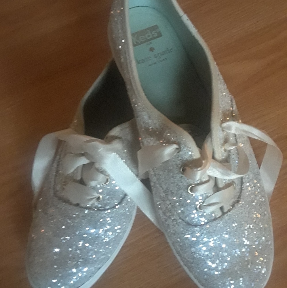 Keds Kate Spade Glitter ivory lace up Shoes size 8